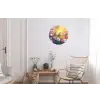 Vogels - Bloemen - Roze Wandcirkel aluminium klein -woonkamer