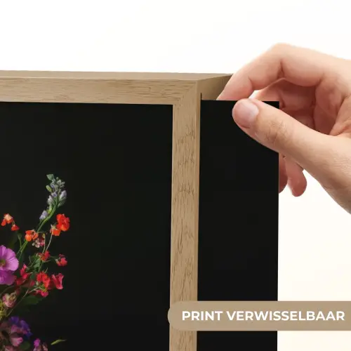 Kleurrijk - Boeket - Vaas - Goud Light Box met batterij (Wandlamp) middel -USP_websiteprintNL