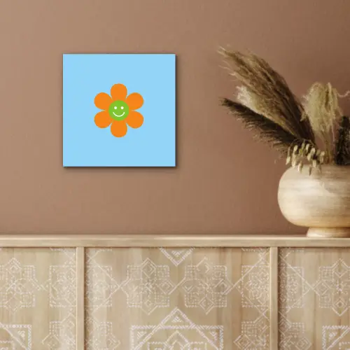 Bloem - Smiley - Kleurrijk aluminium wit klein -sfeer4