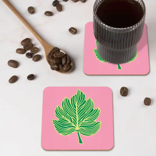 Blad - Groen - Illustratie - Minimalistisch onderzetter kurk middel -sfeer2