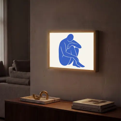 Lichaam - Abstract - Blauw Light Box met batterij (Wandlamp) middel -sfeer1