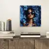 Vrouw - Blauw - Bloemen - Vlinders - Natuur aluminium wit klein -sfeer1