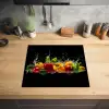 Paprika - Water - Groente - Zwart Inductie beschermer vinyl 3mm middel -sfeer5