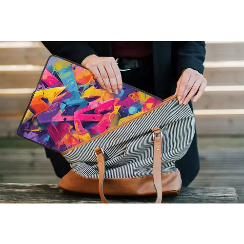 Abstract - Vormen - Kleurrijk laptophoes neopreen klein -tas