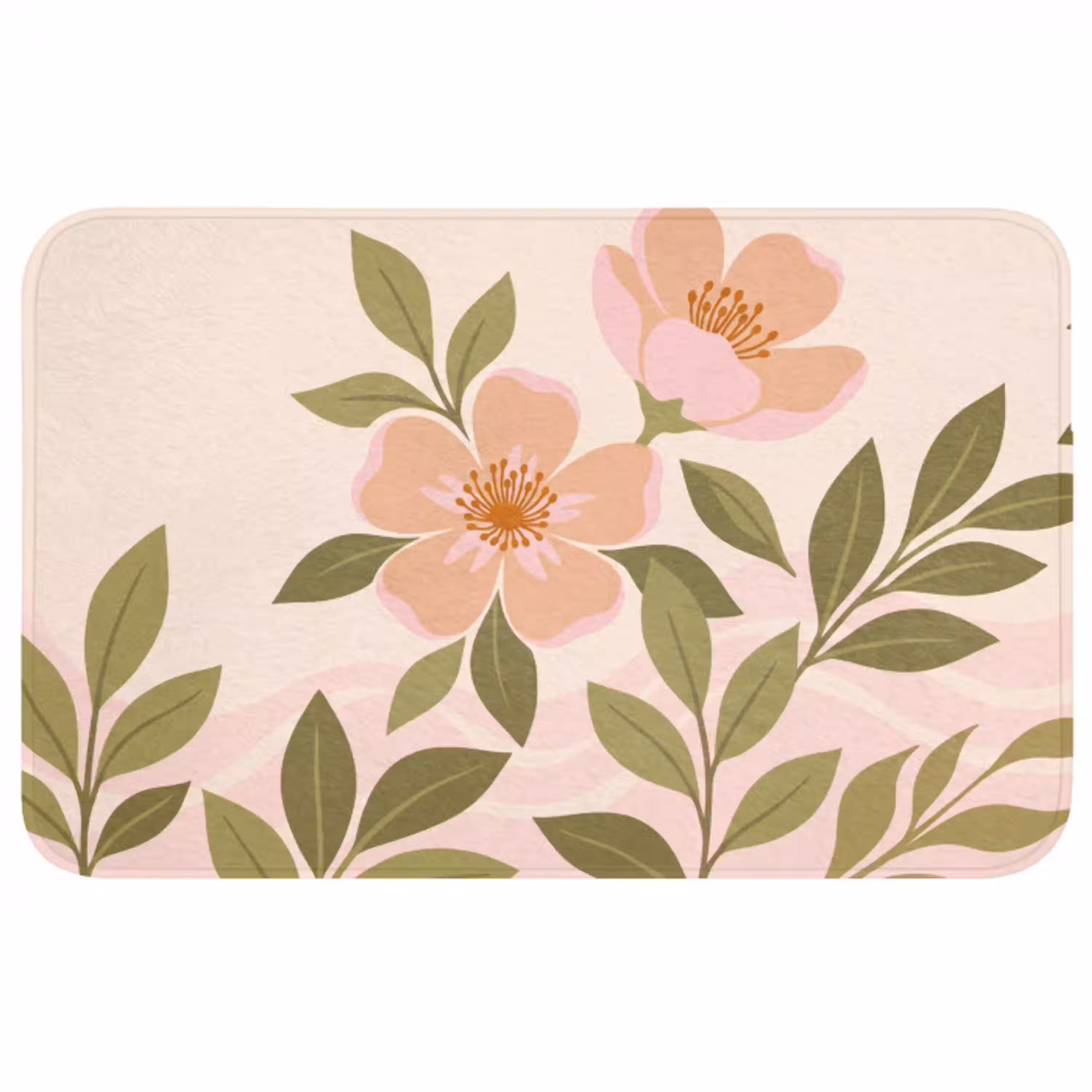 Grafisch - Bloemen - Roze Badmat middel -3d