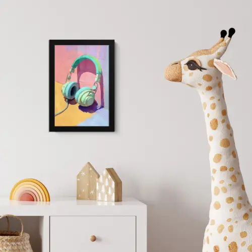 Koptelefoon - Mintgroen - Draad fotolijst zwart zonder passe partout klein -usfeer4_kinderkamer