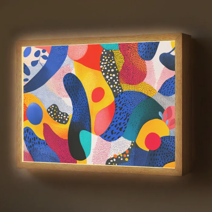 Vormen - Abstract - Stippels - Blauw Light Box met batterij (Wandlamp) middel -z3d_website