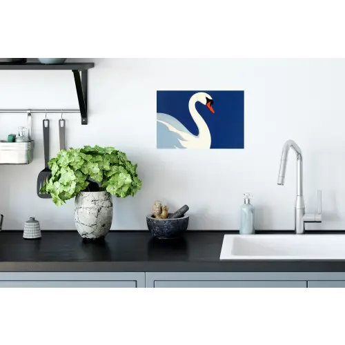Zwaan - Wit - Snavel - Illustratie Muursticker klein -keuken