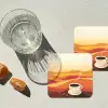 Koffie - Landschap - Oranje - Koffiebonen onderzetter kurk middel -sfeer4