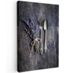 Lavendel - Lepel - Vork Tuinposter op houten frame 2 cm dik middel -3d