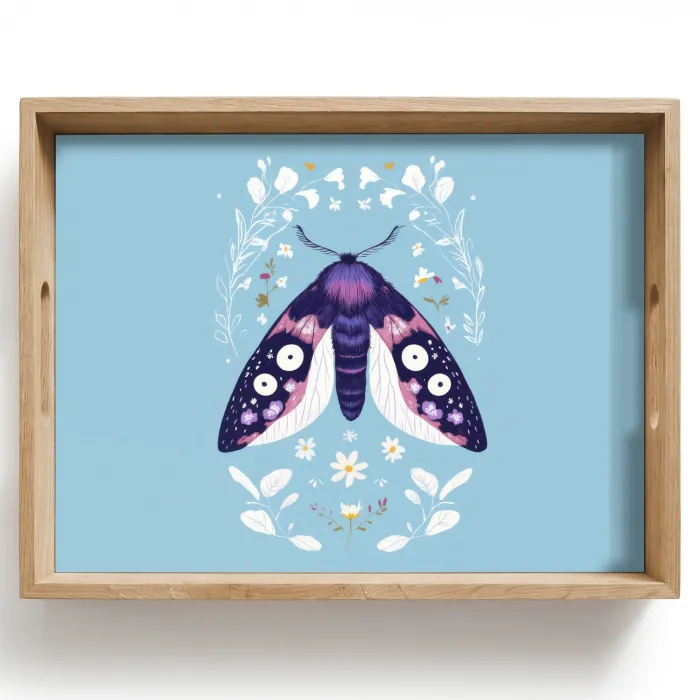 Bladeren - Wit - Vlinder - Insect Dienblad Rechthoek middel -z3d_shopping