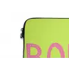 Groen - Smiley - Bonjour - Roze laptophoes neopreen klein -detail