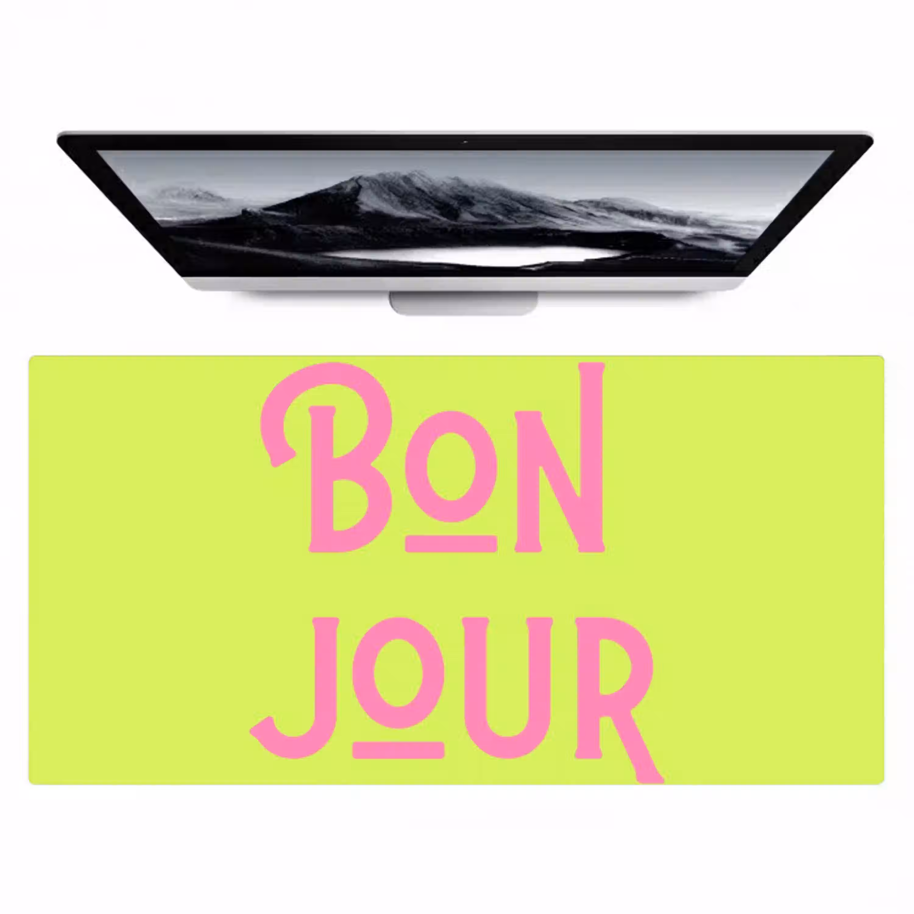 Groen - Roze bonjour - art-deco Muismat XXL klein -zzz3d