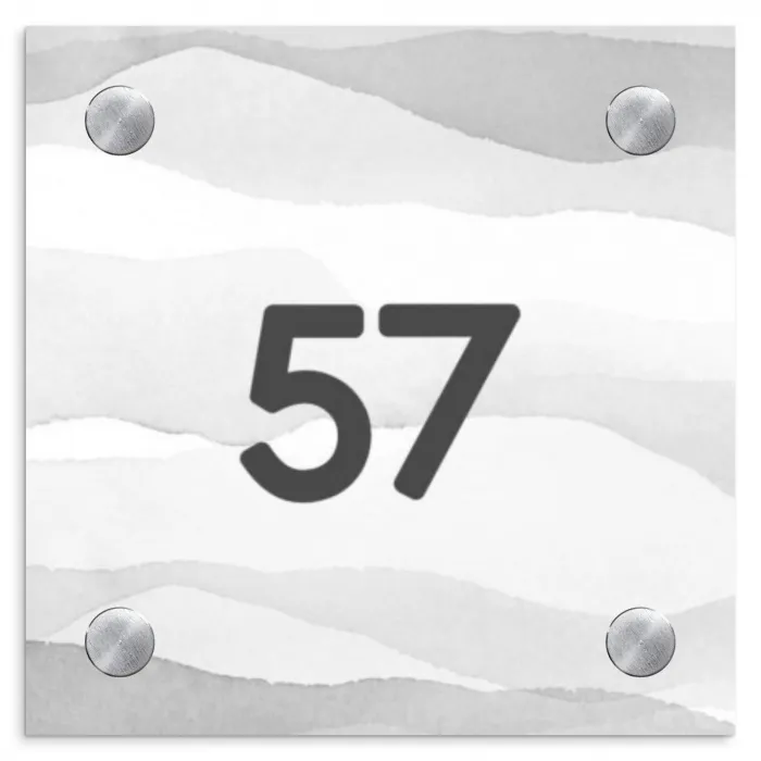 Aquarel - Grijs - Traditioneel Naambord Vierkant klein -3d