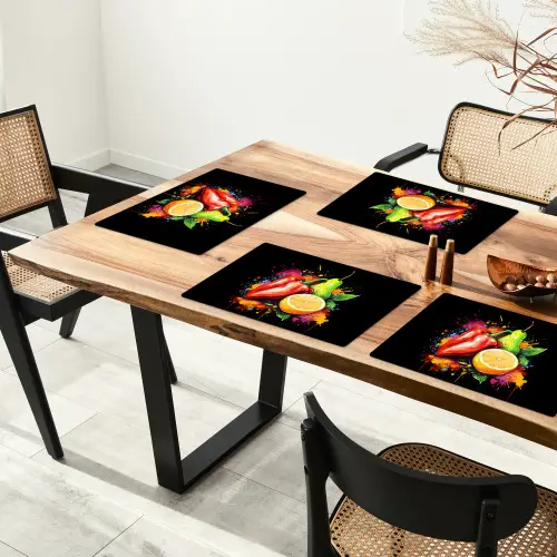 Paprika - Peer - Citroen - Graffiti - Verf - Abstract Placemat vinyl groot -zzsfeer4_Kitchenyeah-website