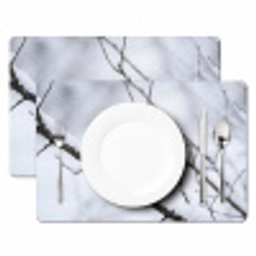 Roodborstje - Tak - Sneeuw - Winter - Levendig Placemat vinyl groot -zzsfeer2_Kitchenyeah-website