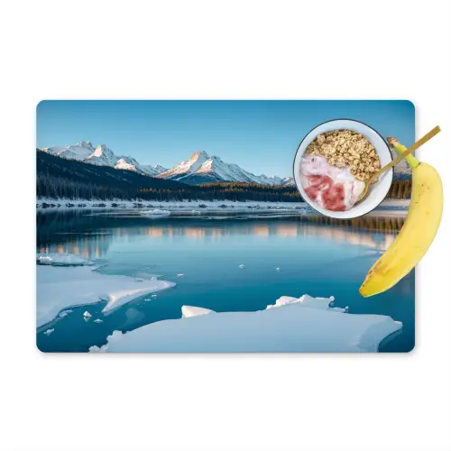 Landschap - Winter - Meer - Bergen - Uitzicht - IJs Placemat vinyl groot -zzzproduct_Kitchenyeah-website