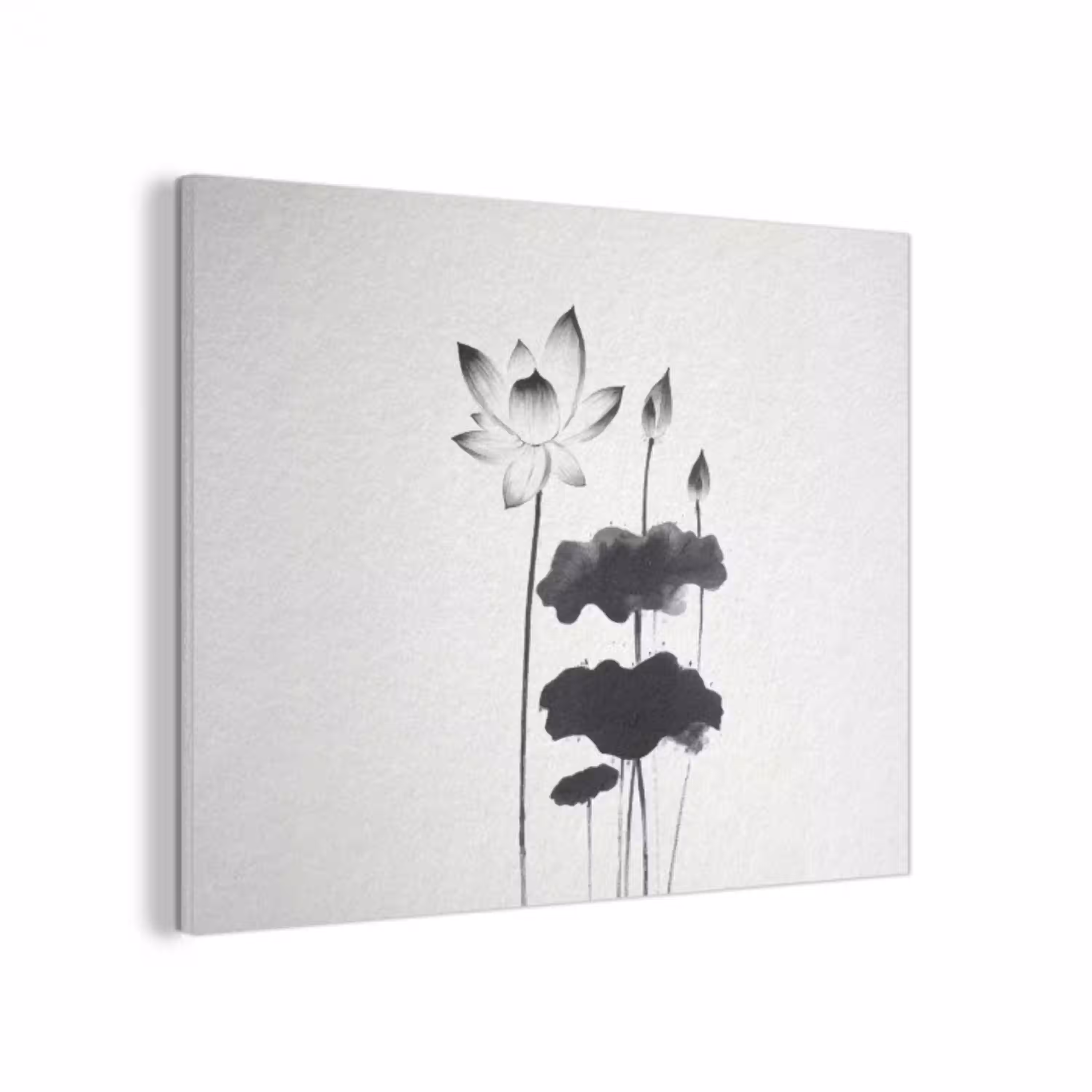 Bladeren - Zwart - Lotusbloem - Minimalitisch PET vilt klein -3d