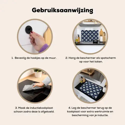 Modern - Ontwerp - Blauw Inductie beschemer met haakjes klein 777 -ky-gebruik-nl