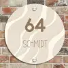 Beige golven - Modern Naambord Rond klein -sfeer2