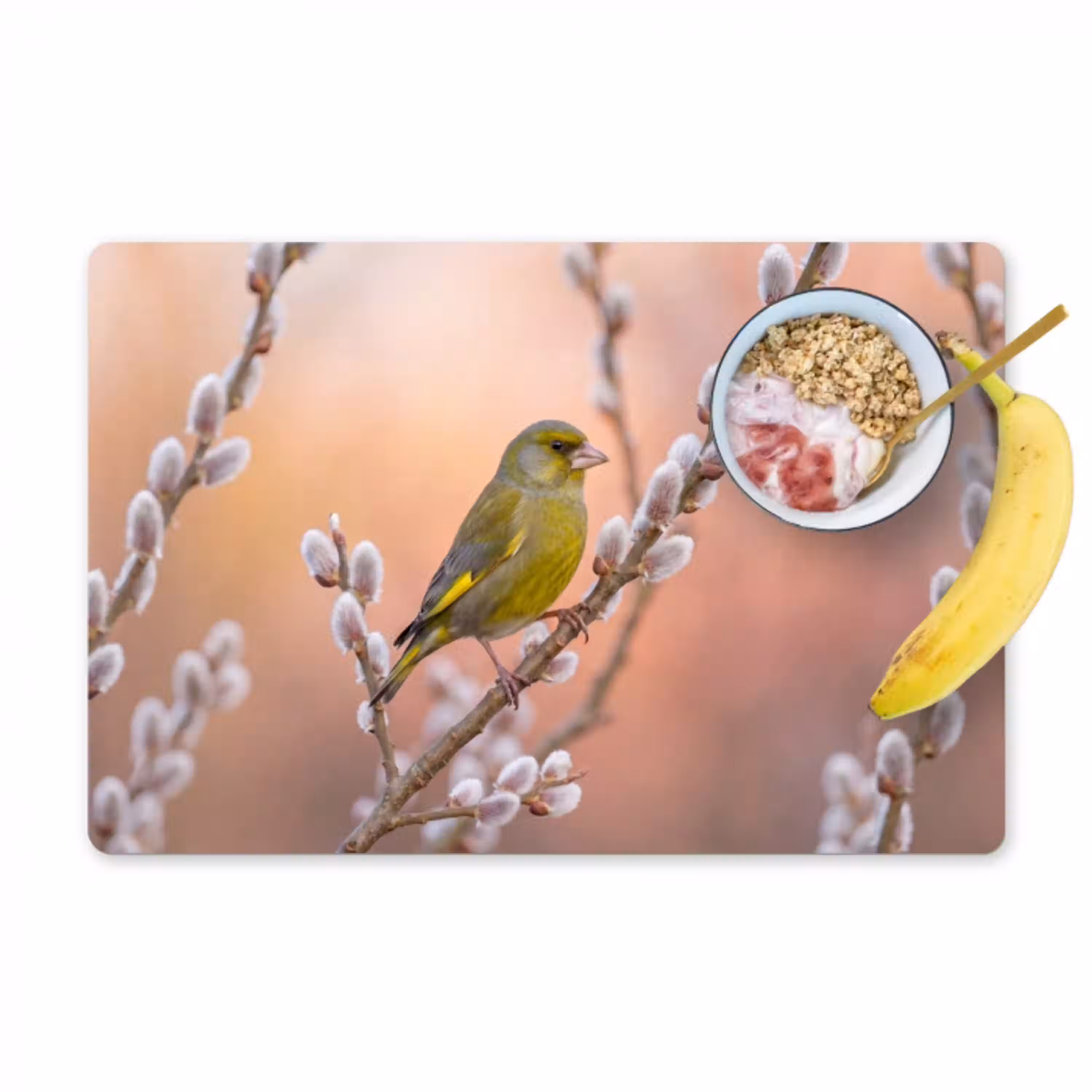 Groenling - Katjes - Lente - Natuur - Zacht Placemat vinyl groot -zzzproduct_Kitchenyeah-website