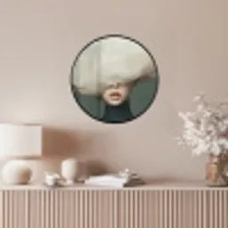 Hoed - Vrouw - Beige Fotolijst rond zonder passe partout klein -sfeer3