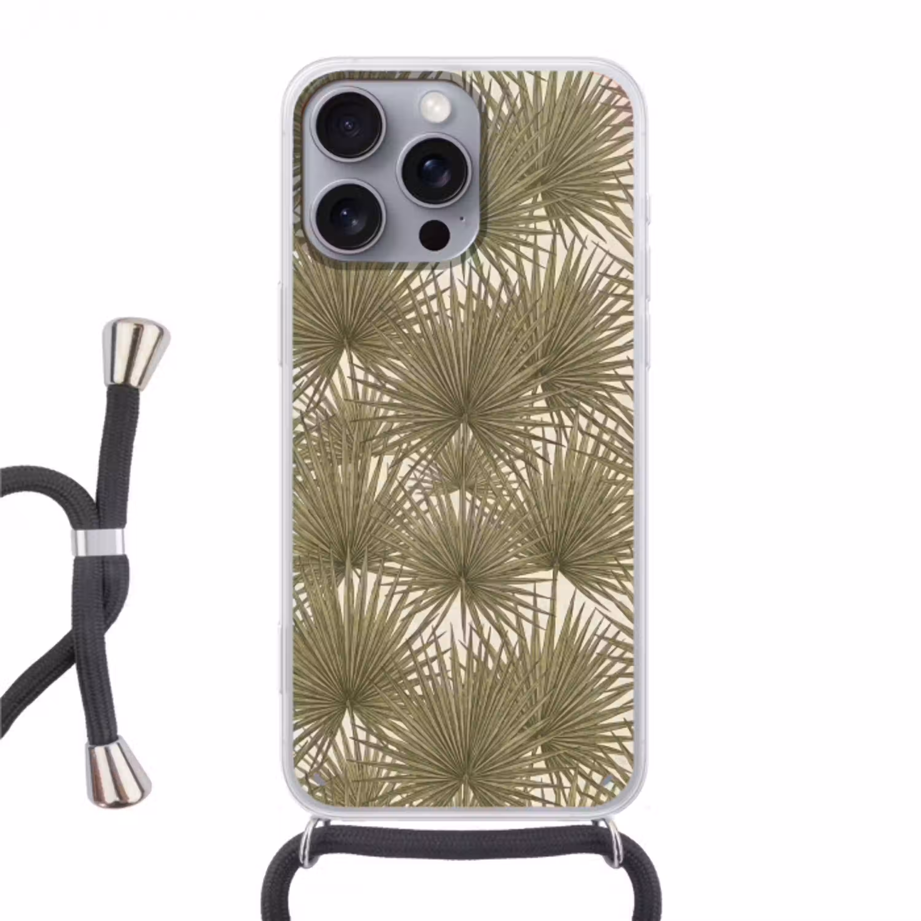 Blad - Tropisch - Patroon - Natuur - Groen Hoesje iPhone 16 Pro Max met koord klein -3d