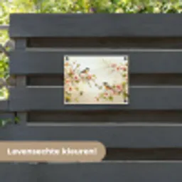 Takken - Bloemen - Vogeltjes - Roze tuinposter los doek klein -sfeer3