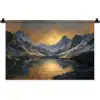 Berglandschap met Gouden Zonsondergang Wandkleed katoen klein -zz3d