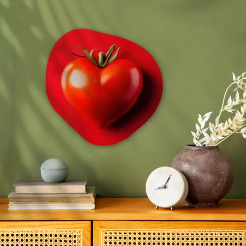 Tomaat - Rood - Hart Wandcirkel Organisch Forex 3mm klein -sfeer2