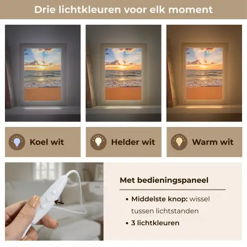 Strand - Zonsondergang - Zee - Wolken - Horizon Light Box met kabel (Tafellamp) klein -USP_lichtkleurNL
