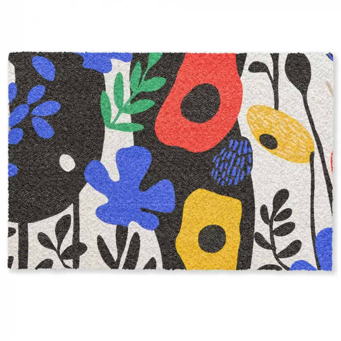 Bloemen - Bladeren - Abstract - Zwart Deurmat klein -zkaufland3d