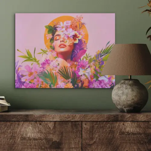 Vrouw - Abstract - Cirkel - Bloemen PET vilt klein -sfeer2