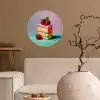 Taartje - Aardbeien - Glazuur - Kleurrijk Wandcirkel behangsticker klein -sfeer1