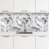 Wit - Marmer - Golvend - Grafiet keuken achterwand 2 middel 871 -3d