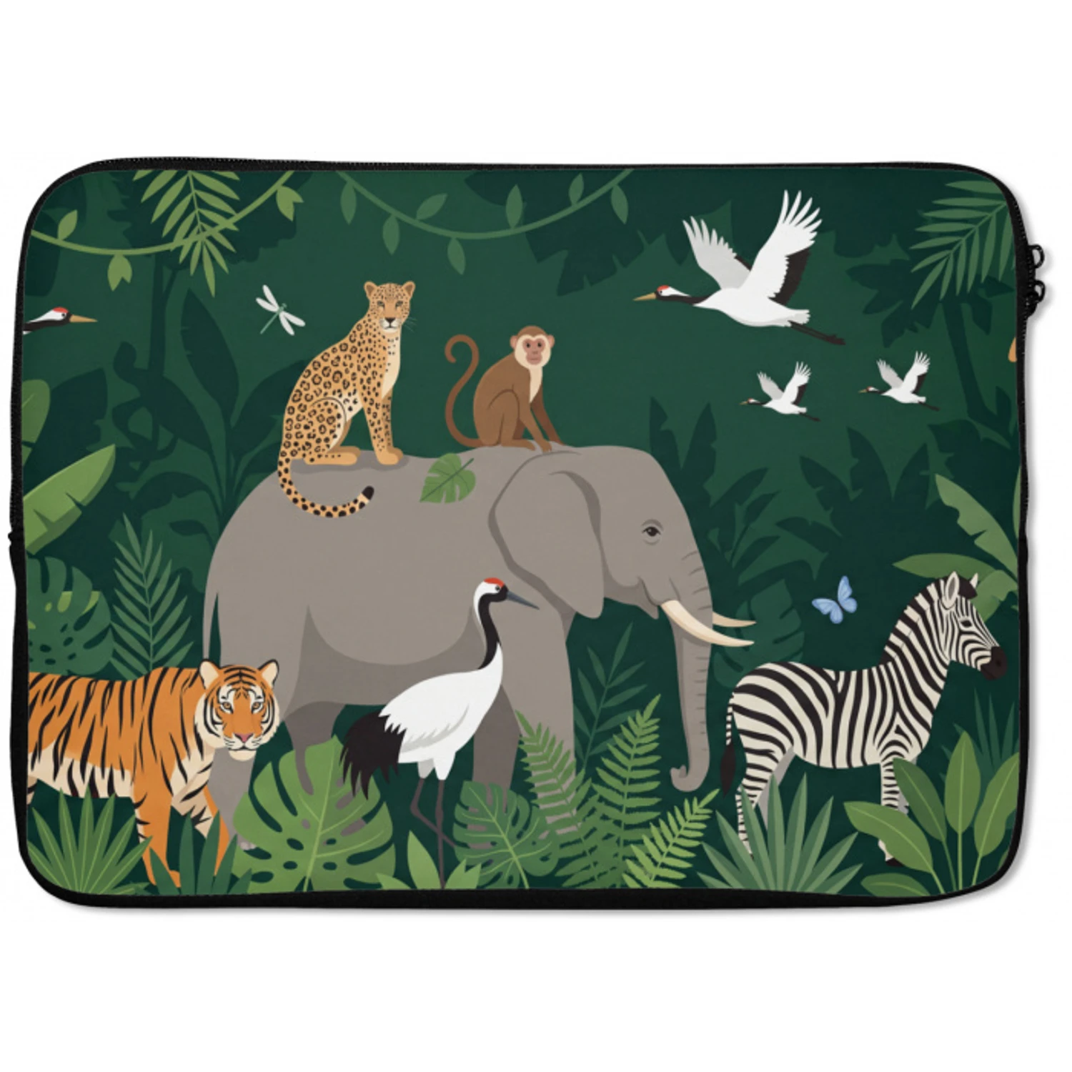Tropisch - Jungle -  Groen laptophoes neopreen klein -zkaufland3dotto