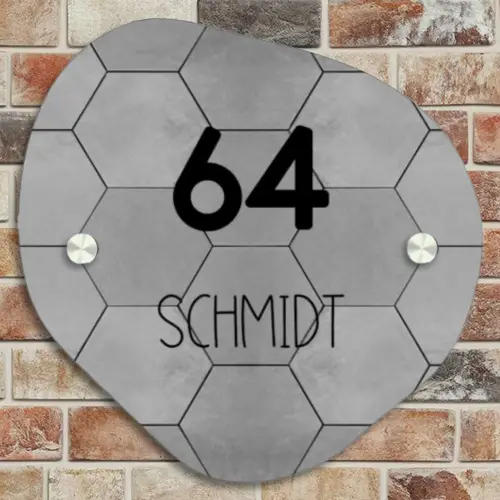 Grijze tegels - Modern Naambord Organisch middel -sfeer10