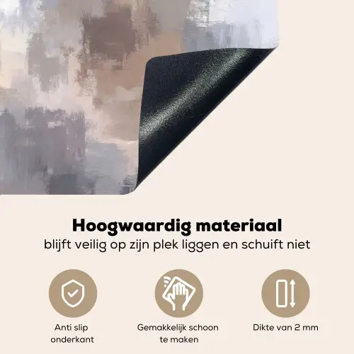 Penseelstreken - Schilderij - Beige Inductie beschemer met haakjes klein -ky-onderkant-nl