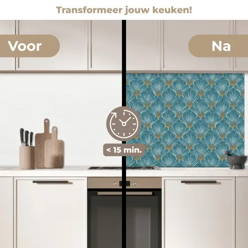 Symmetrisch - Patroon - Blauw keuken achterwand 2 middel 871 -voor-na2_NL