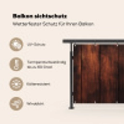 Hout - Planken - Vintage - Donkerbruin Balkonbeschermer Duitsland klein -specs