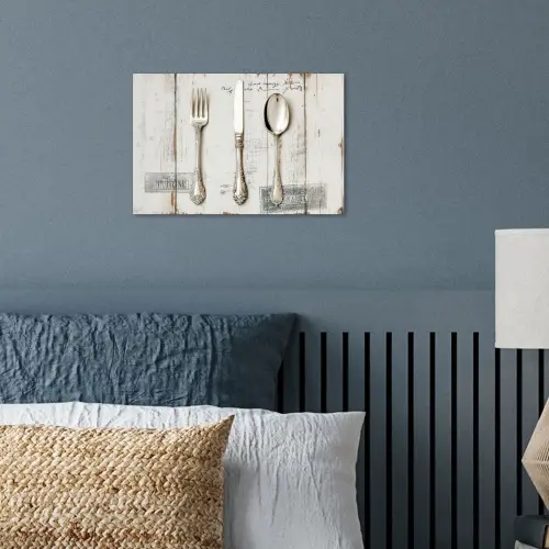 Zilver - Bestek - Hout poster papier klein -sfeer2