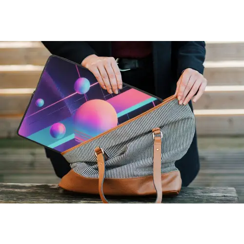 Cirkels - Vlakken - Abstract - Blauw laptophoes neopreen klein -tas