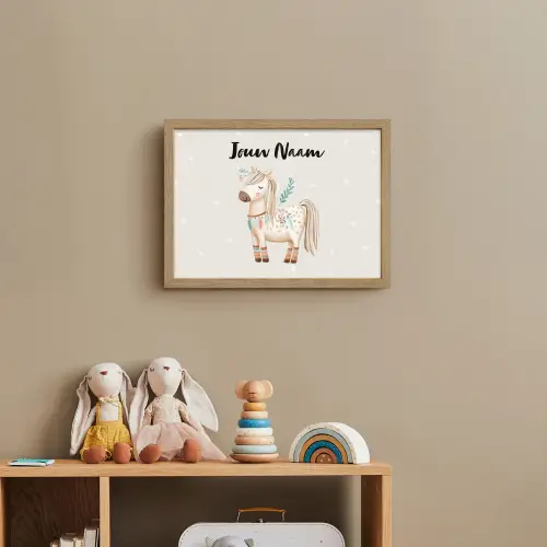 Pony - Stippen - Lichtbruin - Veren Light Box met batterij (Wandlamp kind) middel -sfeer2_kind