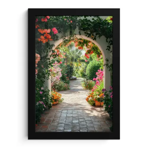Doorkijk - Bloemen - Natuur - Bloementuin fotolijst zwart zonder passe partout klein -3d