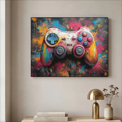 Graffiti - Gaming - Controller - Verf Textielframe - compleet frame klein -sfeer2