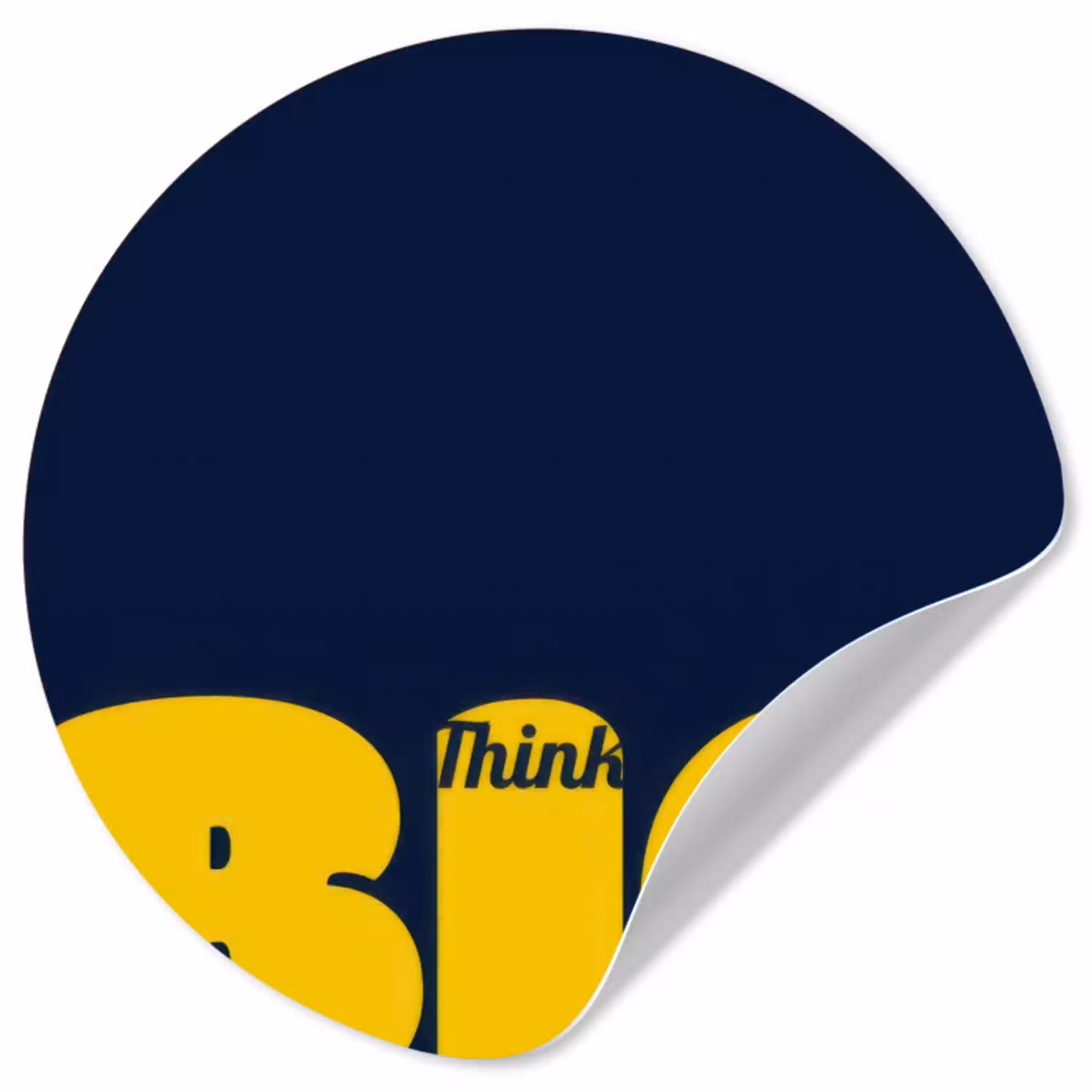 Think big - Blauw - Geel Wandcirkel behangsticker klein -3d