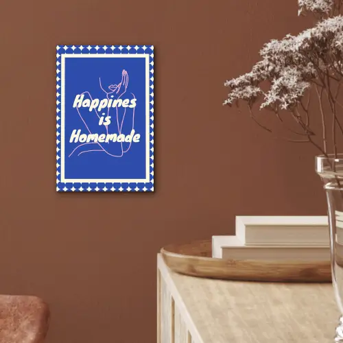 Lijntekening - Vrouw - Quote - Blauw aluminium wit klein -sfeer4