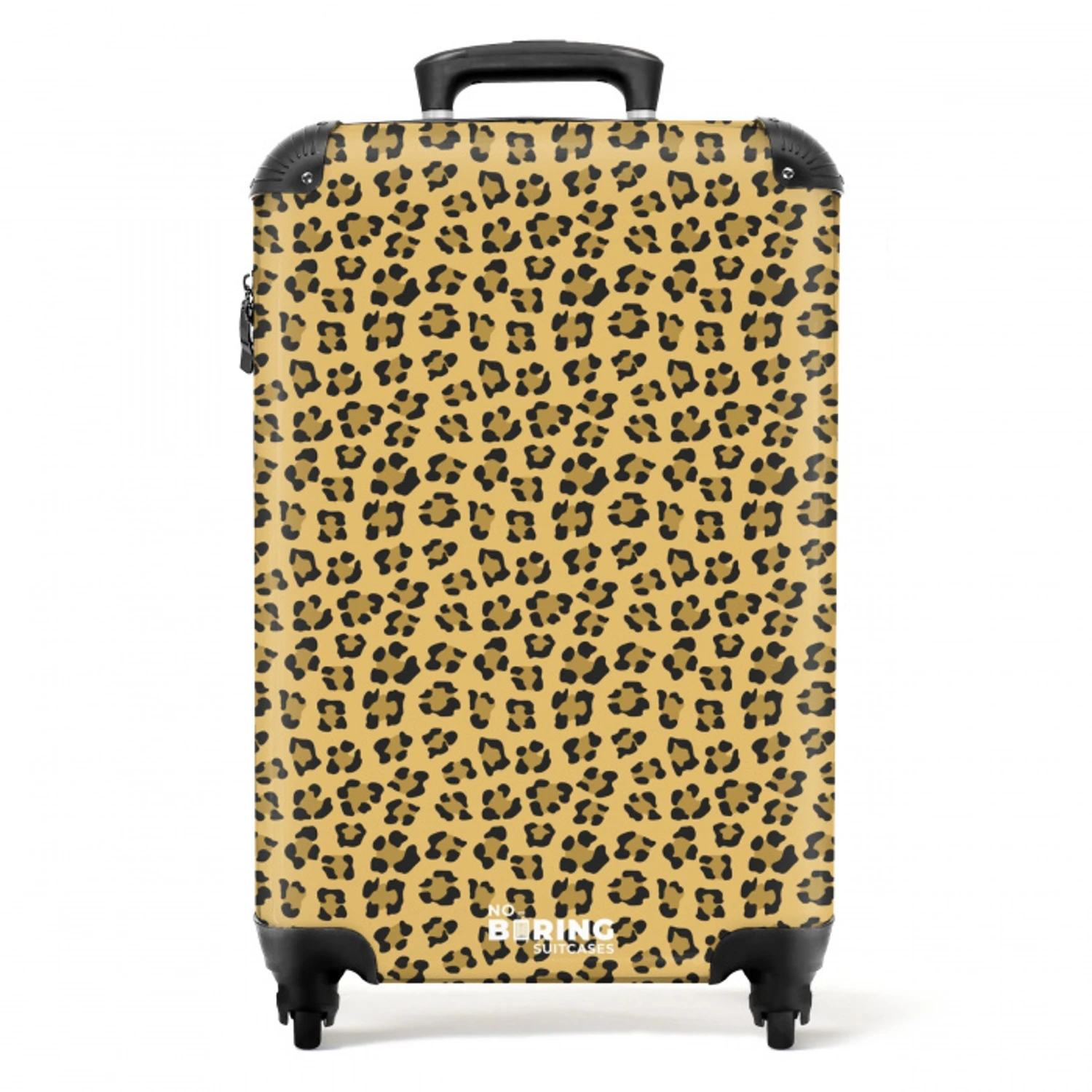 Luipaardprint op goudgele achtergrond NBS - Handbagage koffer - Volwassenen Unisex middel -productfoto_recht