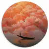Zee - Boot - Wolken - Oranje Wandcirkel kunststof plaat 5mm dik klein -3d