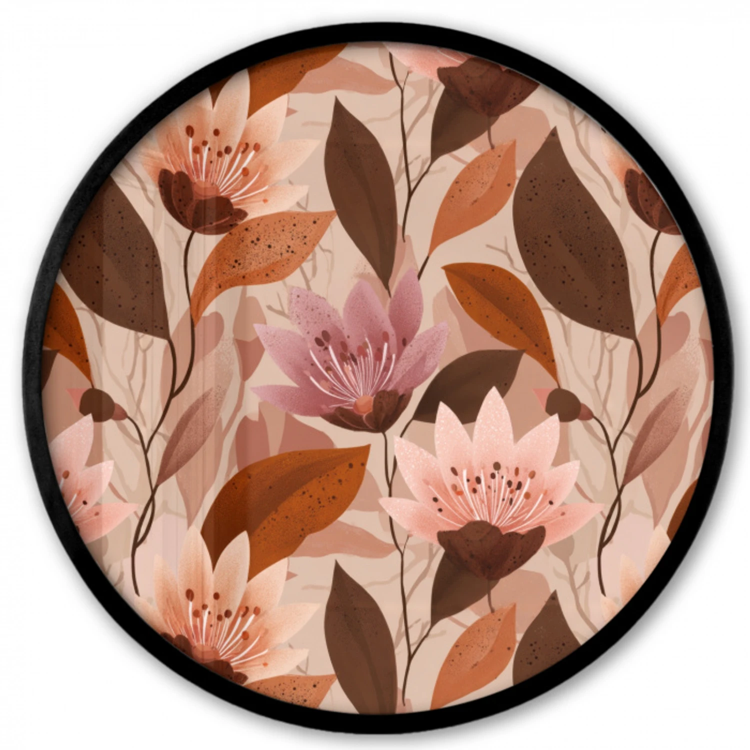 Bloemen - Bladeren - Bruin Fotolijst rond zonder passe partout klein 856 -3d